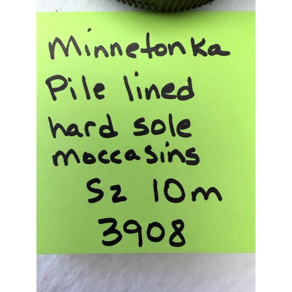 Minnetonka Mens Pile Lined Hardsole Moccasin Slipper Chocolate Brown 3908 Sz 10M - Picture 7 of 12